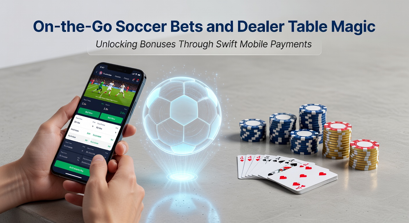 Live Dealer am Blackjack-Tisch mit mobiler App im Split-Screen, daneben Icons für schnelle Zahlungen wie Apple Pay und Boni-Symbole